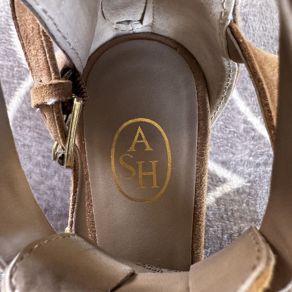 ASH Brown Suede Fringe Studded Leather Gladiator Studded Sandal Heels Sz 36 - Picture 5 of 16
